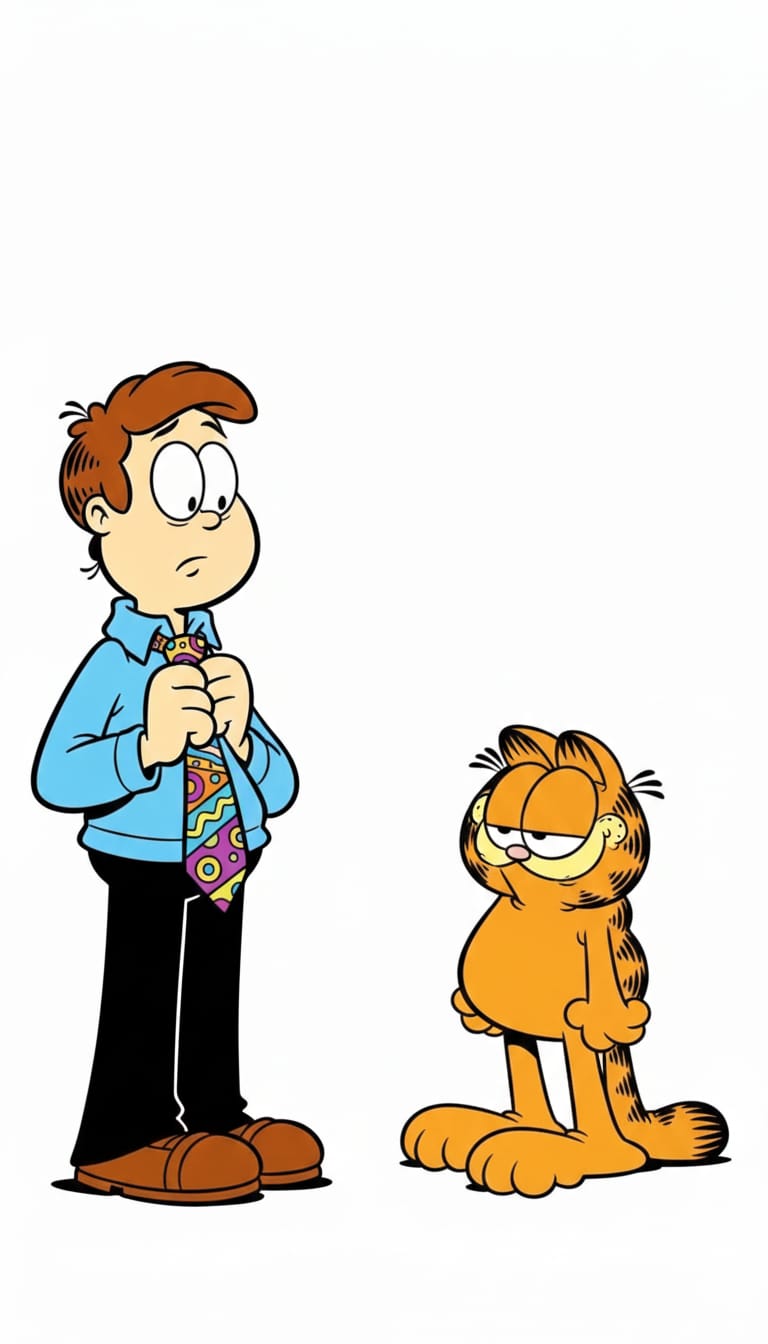 garfield kravatla dalga geçiyor