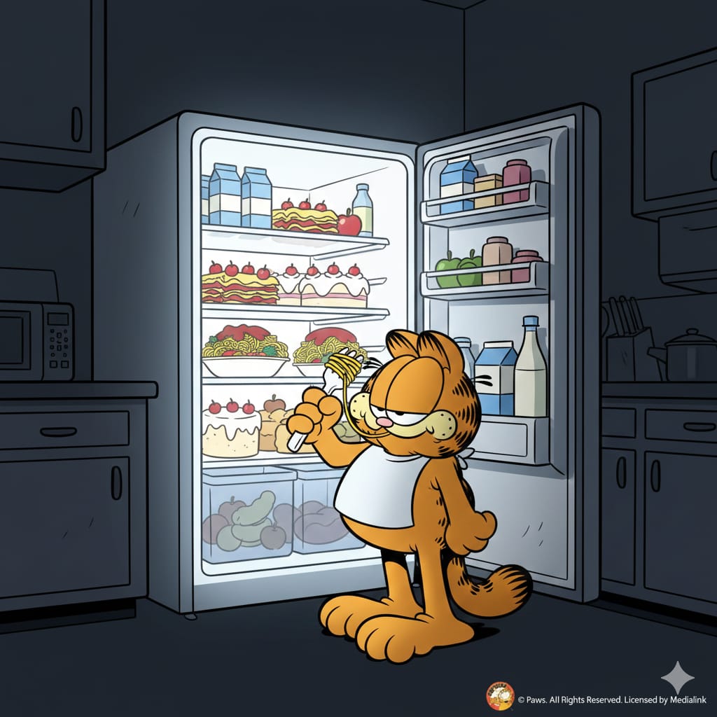 garfield yemek yiyiyor